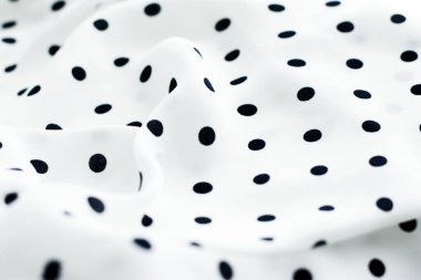 Klasik Polka kumaş arka plan dokusu nokta, Whit üzerinde siyah noktalar