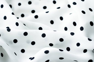 Klasik Polka kumaş arka plan dokusu nokta, Whit üzerinde siyah noktalar