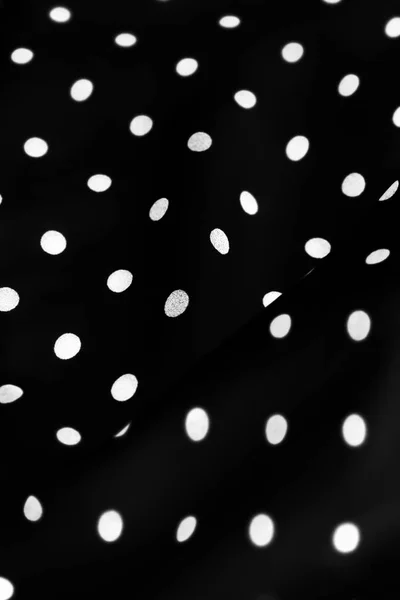 Vintage polka dot textiel achtergrond textuur, witte stippen op BLAC — Stockfoto
