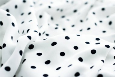Klasik Polka kumaş arka plan dokusu nokta, Whit üzerinde siyah noktalar