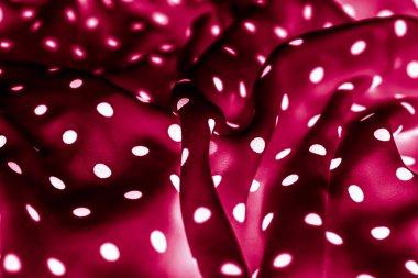 Klasik polka nokta Tekstil arka plan dokusu, kırmızı beyaz noktalar 