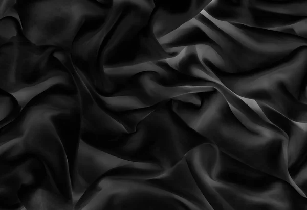 Lyxig svart mjuk siden flatlay bakgrund konsistens, Holiday glamo — Stockfoto