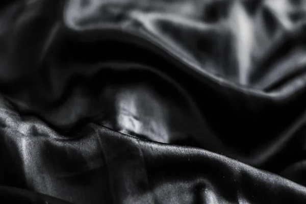 Luxury black soft silk flatlay background texture, holiday glamo — Stock Photo, Image