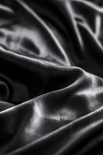 Luxury black soft silk flatlay background texture, holiday glamo — Stock Photo, Image