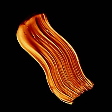 Altın boya fırça kontur doku siyah arka planda izole