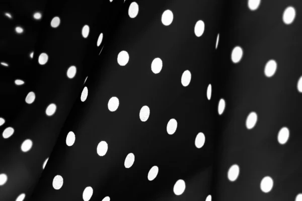 ヴィンテージポルカドットテキスタイルの背景テクスチャ、ブラック上の白いドット — ストック写真