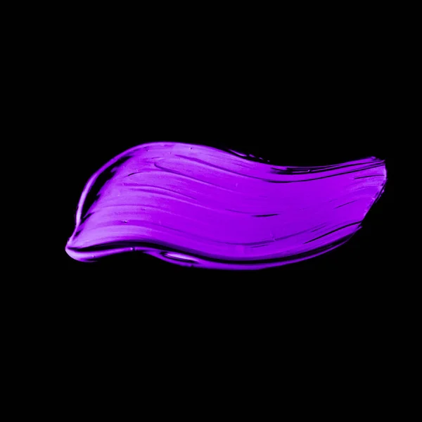 Purple neon paint brush stroke texture isolated on black backgro — Stock Photo, Image