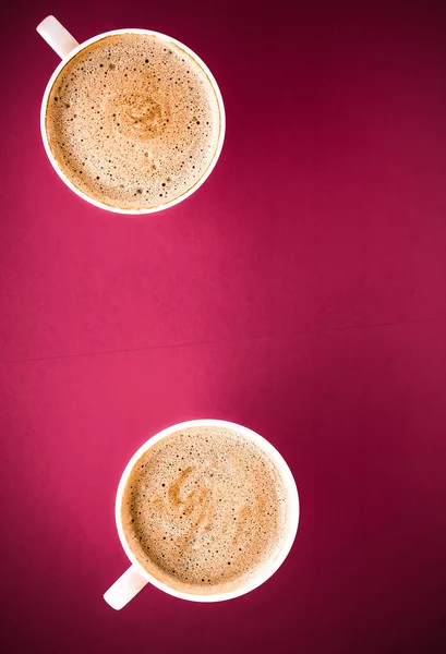 Kaffe om morgenen, fladt baggrund med copyspace - Stock-foto