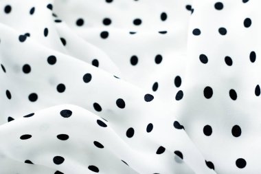 Klasik Polka kumaş arka plan dokusu nokta, Whit üzerinde siyah noktalar