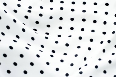 Klasik Polka kumaş arka plan dokusu nokta, Whit üzerinde siyah noktalar