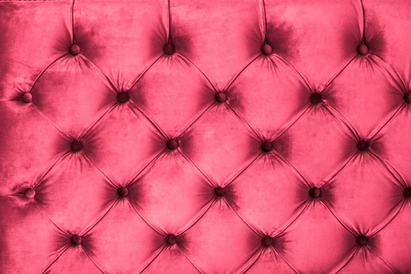 Tapicería de sofá acolchado de terciopelo rosa de lujo con botones, elegante — Foto de Stock