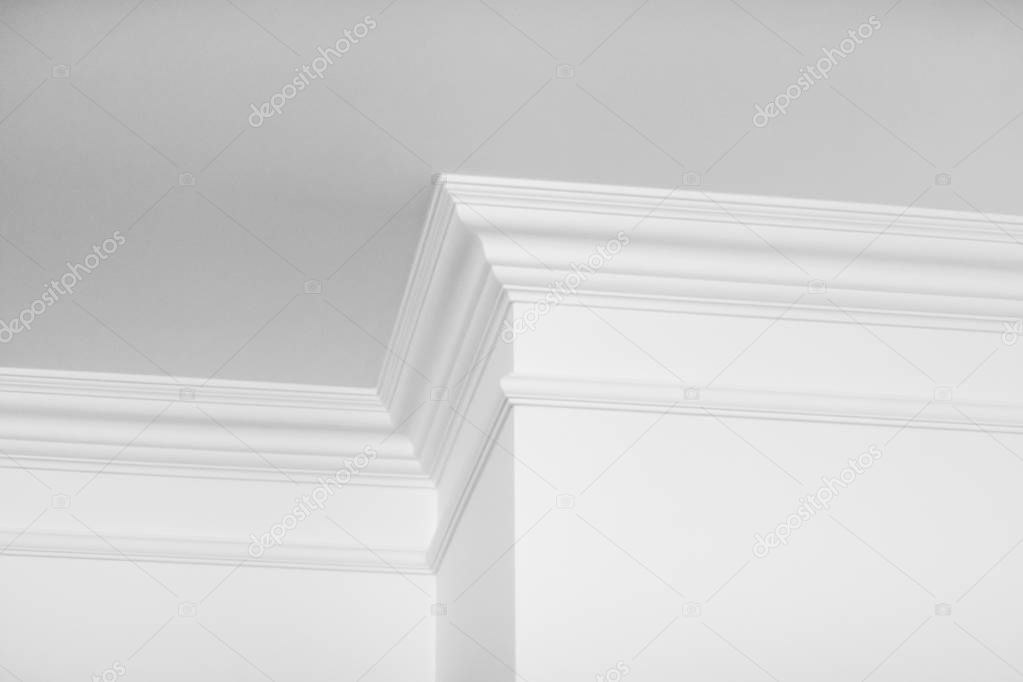 Molding on ceiling detail, interior design and architectural abs