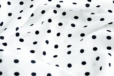 Klasik Polka kumaş arka plan dokusu nokta, Whit üzerinde siyah noktalar