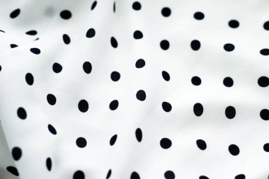 Klasik Polka kumaş arka plan dokusu nokta, Whit üzerinde siyah noktalar