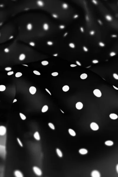 Vintage polka dot textile background texture, white dots on blac — Stock Photo, Image