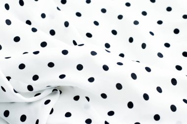 Klasik Polka kumaş arka plan dokusu nokta, Whit üzerinde siyah noktalar