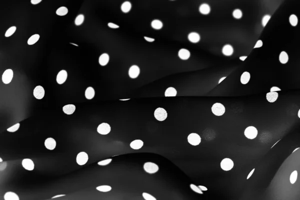 Vintage polka dot textile background texture, white dots on blac — Stock Photo, Image