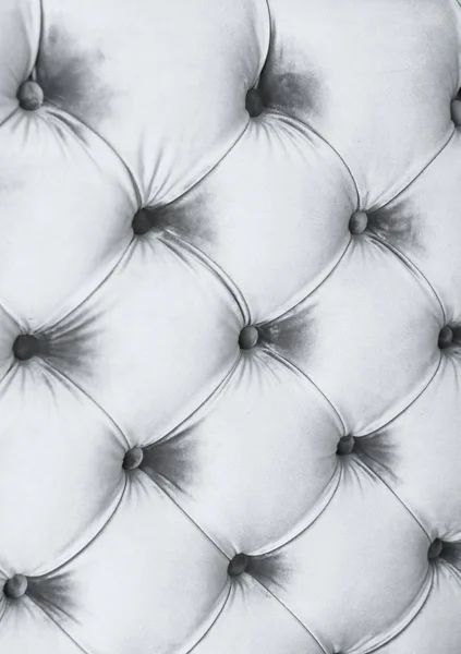 Prata luxo veludo acolchoado sofá estofos com botões, elega — Fotografia de Stock