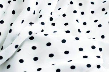 Klasik Polka kumaş arka plan dokusu nokta, Whit üzerinde siyah noktalar