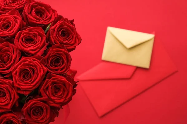 Love letter and flower delivery service on Valentines Day, luxur