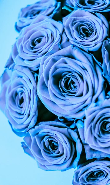 Bouquet di lusso glamour di rose blu, fiori in fiore come fiori — Foto Stock
