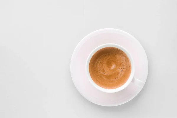 Cup of hot french coffee as breakfast drink, flatlay cups on whi — Stock Photo, Image