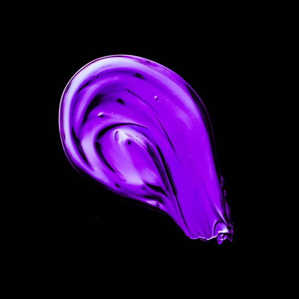 Purple neon paint brush stroke texture isolated on black backgro