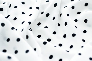 Klasik Polka kumaş arka plan dokusu nokta, Whit üzerinde siyah noktalar