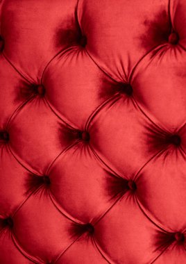 Düğmeleri ile kırmızı lüks velour kapitone kanepe döşeme, zarif 