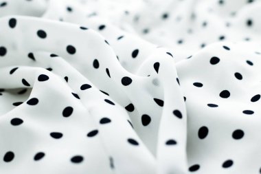 Klasik Polka kumaş arka plan dokusu nokta, Whit üzerinde siyah noktalar