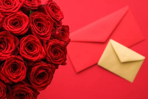 Love letter and flower delivery service on Valentines Day, luxur