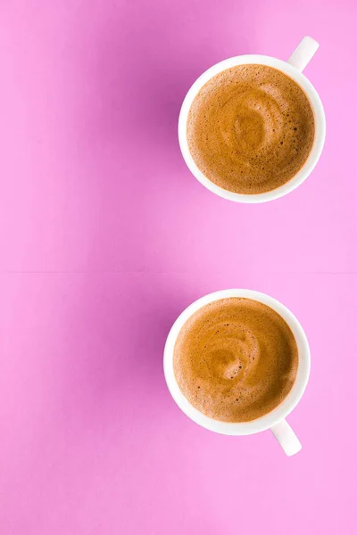 Cup of hot french coffee as breakfast drink, flatlay cups on pin