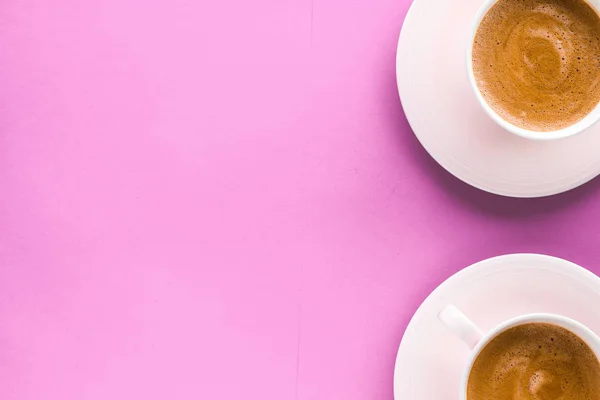 Cup of hot french coffee as breakfast drink, flatlay cups on pin