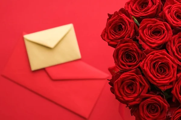 Love letter and flower delivery service on Valentines Day, luxur