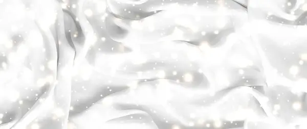 Чарівне свято білий м'який шовк плоска текстура фону з глем — стокове фото