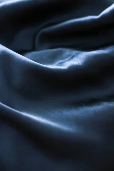 Lujo azul oscuro suave seda plana fondo textura, día de fiesta g — Foto de Stock