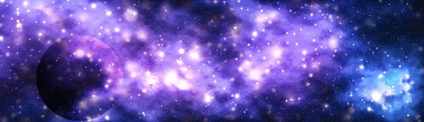 Hvězdy, planeta a galaxie v kosmu, vesmír a čas Travisi — Stock fotografie