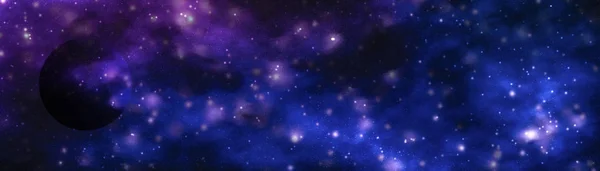 Зірки, планета і галактика у Всесвіті космосу, космічні та часові подорожі — стокове фото