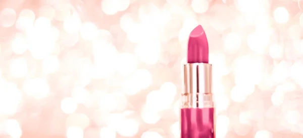 Lápiz labial rosa sobre oro rosa Navidad, Año Nuevo y San Valentín D — Foto de Stock