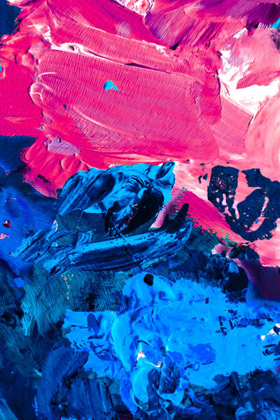 Abstract acrylic paint strokes, art brush flatlay background