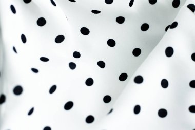 Klasik Polka kumaş arka plan dokusu nokta, Whit üzerinde siyah noktalar
