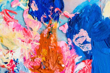 Soyut akrilik boya darbeleri, sanat fırçası düz arkaplan