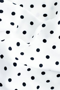 Klasik Polka kumaş arka plan dokusu nokta, Whit üzerinde siyah noktalar