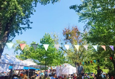 Halk parkında piknik, yaz kutlaması.