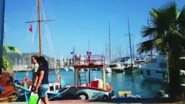 Marina Yacht Club Bodrum, ulic i widoków na centrum miasta — Wideo stockowe