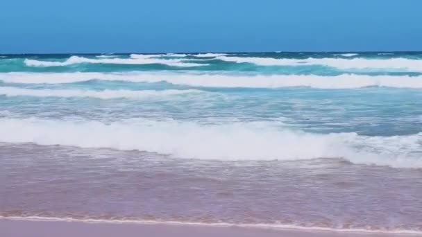 Beautiful ocean waves on sandy beach, vacation travel and summer holiday destination — Stock Video