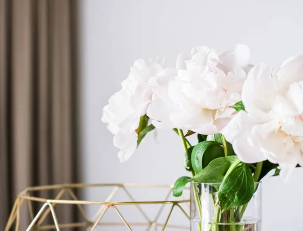 Chic bouquet of peony flowers in vase as home decor idea, luxury interior design and decoration