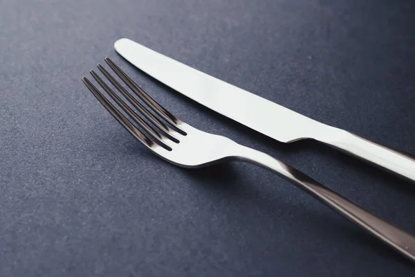 Fork and knife, silver cutlery for table decor, minimalistic design and diet — Stock Photo, Image