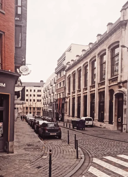 Brüsszel utcái, Belgium fővárosa, európai építészet és történelmi épületek — Stock Fotó