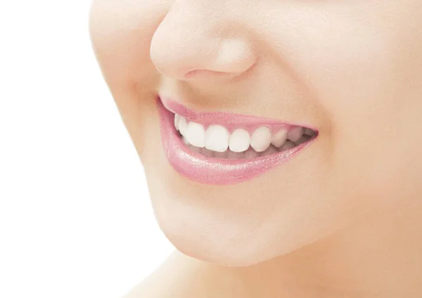 Perfect smile and healthy white natural teeth, happy smiling for dental and beauty — Stock Photo, Image